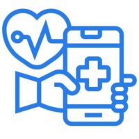 healthcare healthcare icon with a paramedic cross and heart rate monitor