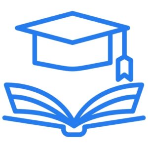 higher-education Icon of an open book with a graduation cap above it, symbolizing education or academic achievement.